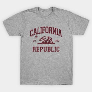 California Republic Bear Arch Distressed Retro Print T-Shirt